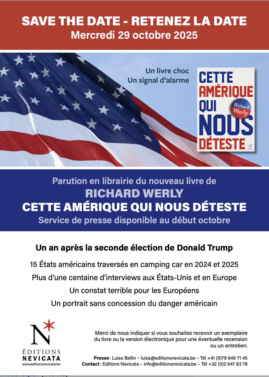 Richard Werly (@werlych) on Twitter photo Alors que <a href="/realDonaldTrump/">Donald J. Trump</a> prépare son show à Budapest avec <a href="/orban/">Orbán Viktor</a> l'heure est venue de nous poser la question: existe-t-il une Amérique qui déteste l'Europe? J'affirme que oui. Nous devons l'admettre et en avoir conscience. Rendez-vous en librairie le 29 octobre pour mon nouveau Alors que <a href="/realDonaldTrump/">Donald J. Trump</a> prépare son show à Budapest avec <a href="/orban/">Orbán Viktor</a> l'heure est venue de nous poser la question: existe-t-il une Amérique qui déteste l'Europe? J'affirme que oui. Nous devons l'admettre et en avoir conscience. Rendez-vous en librairie le 29 octobre pour mon nouveau