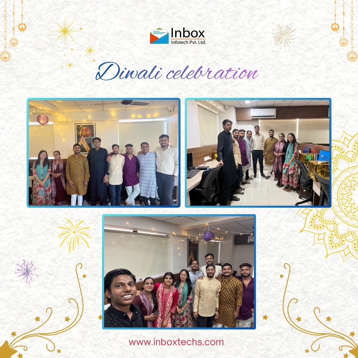 InboxPvtLtd's tweet image. 𝑳𝒊𝒈𝒉𝒕𝒊𝒏𝒈 𝒖𝒑 𝒕𝒉𝒆 𝒘𝒐𝒓𝒌𝒑𝒍𝒂𝒄𝒆 𝒘𝒊𝒕𝒉 𝒋𝒐𝒚, 𝒕𝒆𝒂𝒎𝒘𝒐𝒓𝒌, 𝒂𝒏𝒅 𝒇𝒆𝒔𝒕𝒊𝒗𝒆 𝒗𝒊𝒃𝒆𝒔! 🌟

#InboxInfotech #DiwaliCelebration #TeamSpirit #FestiveVibes #WorkCulture #TogetherWeShine #CorporateCelebration