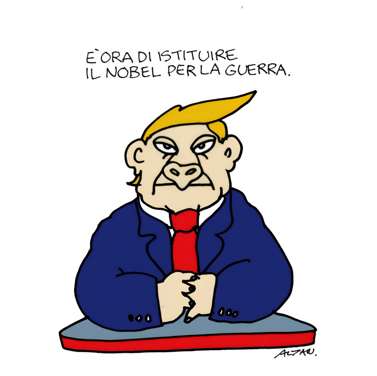 Il mondo sottosopra...
(Vignetta di #Altan)
#Nobel #Trump #war