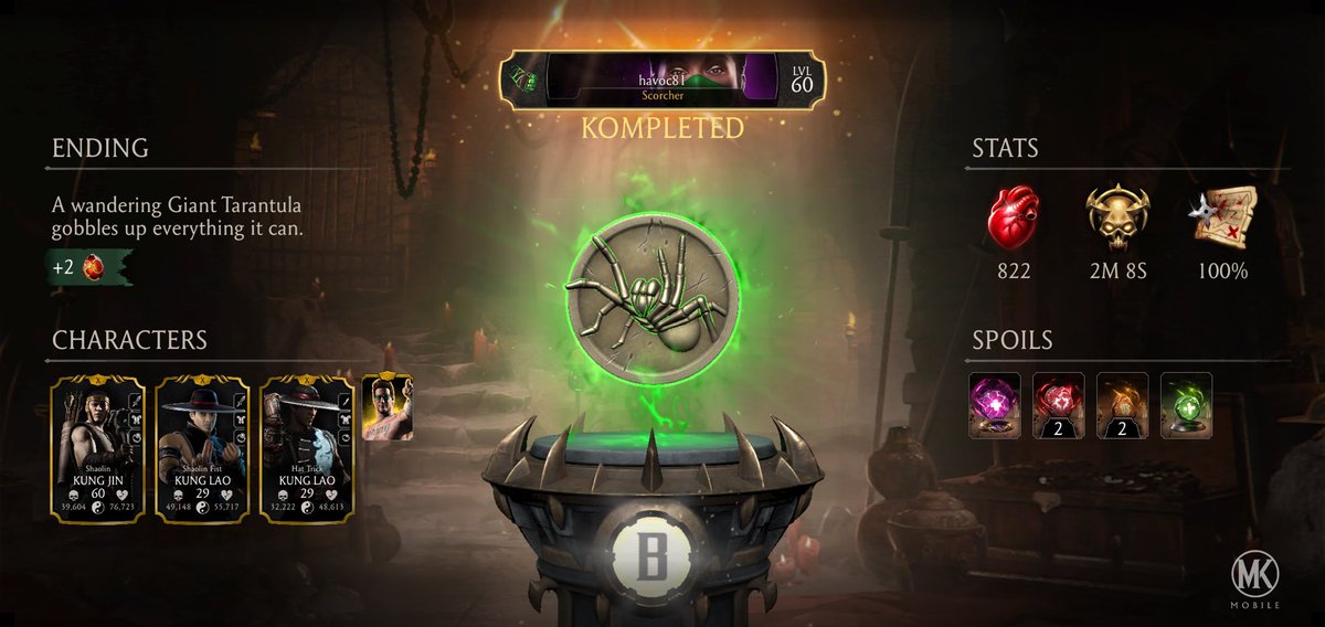 unclejjk0281's tweet photo. I just completed a Krypt Run in Mortal Kombat mobile! Check out my stats.#MKmobile https://t.co/3CyXzAjgYn