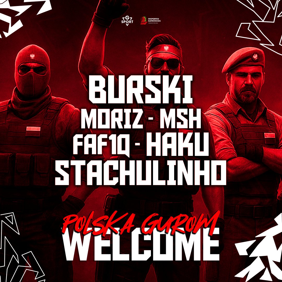 É com enorme orgulho que apresentamos a nova equipa polaca de CS2 que passa a representar o Tuga Clan 🇵🇹

Uma line-up cheia de talento, ambição e vontade de vencer:

🇵🇱<a href="/burski_cs/">Burski</a>
🇵🇱<a href="/mshcs2/">mshcs2</a>
🇵🇱<a href="/m0riz_cs/">m0riz</a>
🇵🇱<a href="/stachulinho/">stachulinho_cs</a>
🇵🇱@itsmehaku21
🇵🇱<a href="/faf1_q/">Filip „FaF1’q” Szk</a>

 POLSKA GUROM! 🇵🇱🔥

#TugaClan #CS2