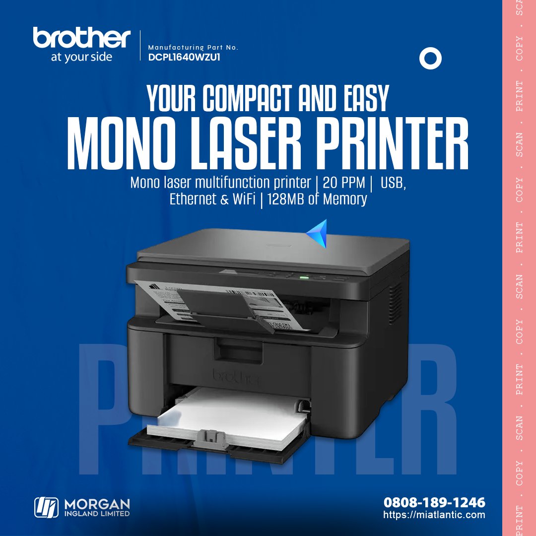 MorganIngland's tweet image. 📢 Brother DCPL1640WZU1 multifunction printer Laser A4 2400 x 600 DPI 20 ppm Wi-Fi

Contact Us: 👇👇👇
📧 info@miatlantic.com
📞 0808 189 1246

🔗 miatlantic.com/dcpl1640wzu1

#MIATLANTIC #brotherprinter #printer #laserprinter #600dpi #DCPL1640WZU1 #WTS #uk #discount #birmingham