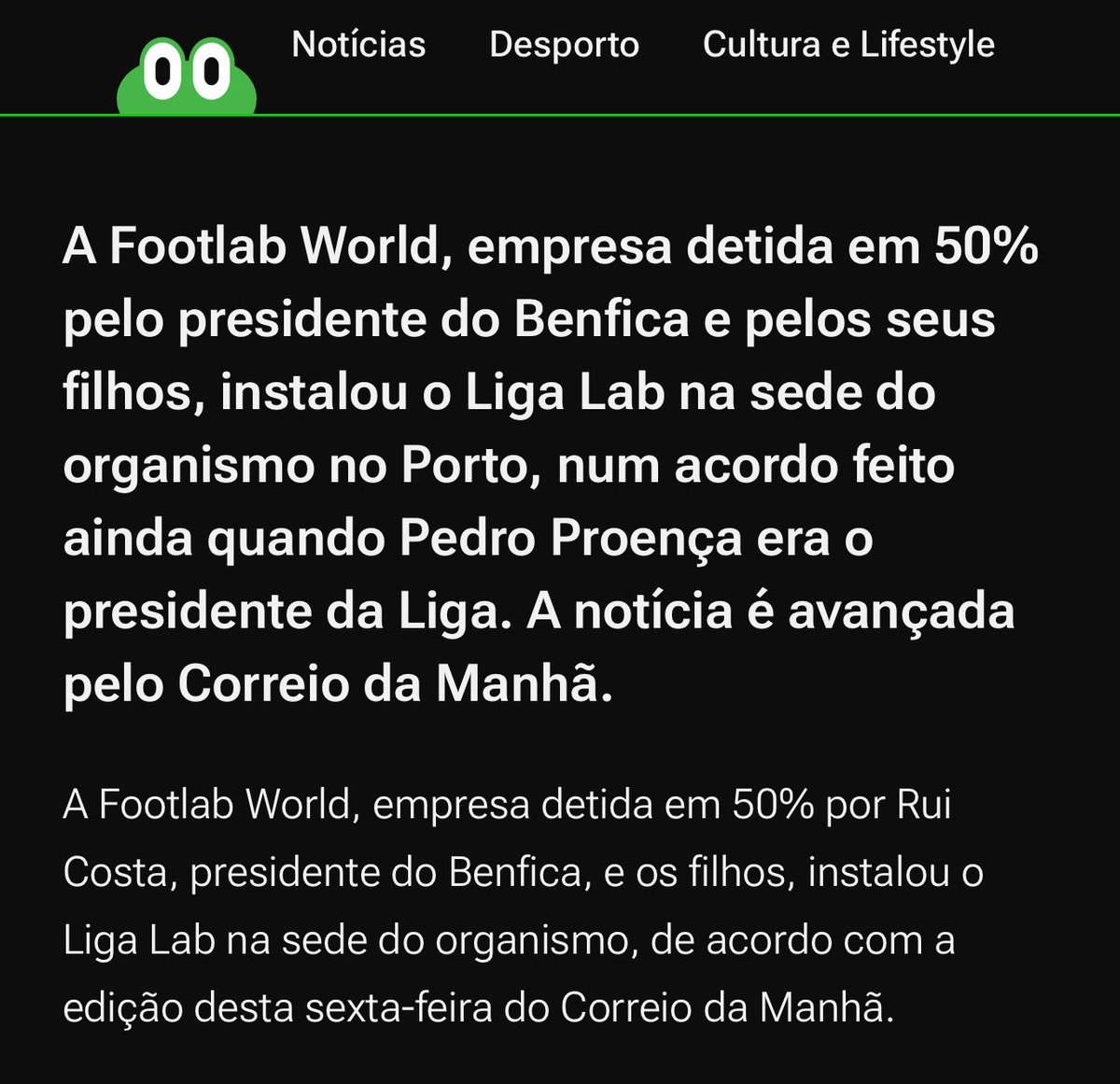 A empresa de Rui Costa foi contratada por Proença. Qual é o mal? 💀