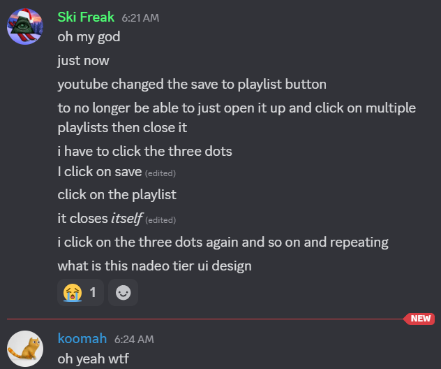That_Ski_Freak's tweet photo. Youtube hired hylis to update the ui https://t.co/qL5ubMy9li