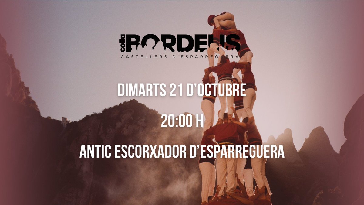 ❗ASSAIG❗ 💪🏽

Aquesta setmana no tenim actuació, però no afluixem! 🚀

Només queden dues diades per tancar el tram i volem arribar-hi fortes.

Ens veiem al local per seguir-hi posant ganes! 

📲 Confirmeu l’assistència a l’app.

#castells