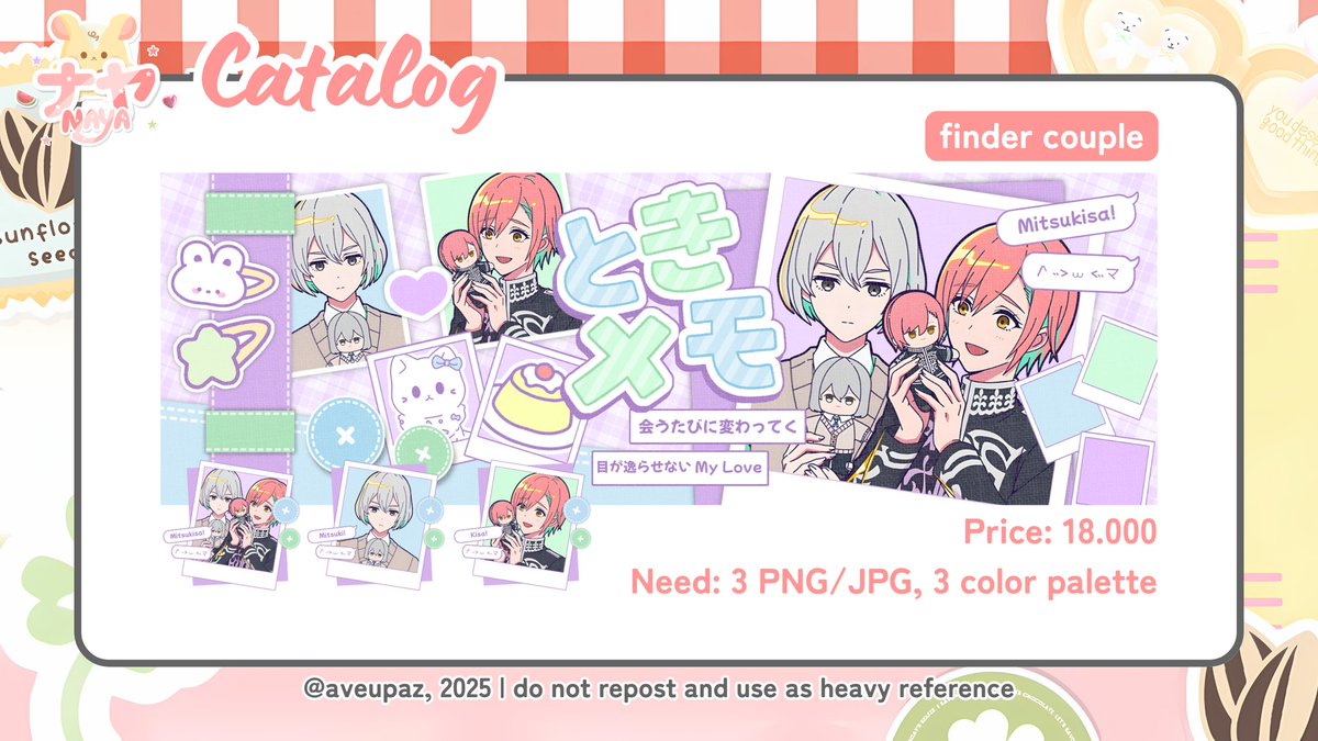 aveupaz's tweet image. any interactions are appreciated! 🐹
halo! kali ini naya open titip katalog layout finder only! avail versi solo dan duo / couple~ cek rep untuk baca t&amp;c dan form yaaa! happy jajan &lt;3
#zonauang #zonajajan