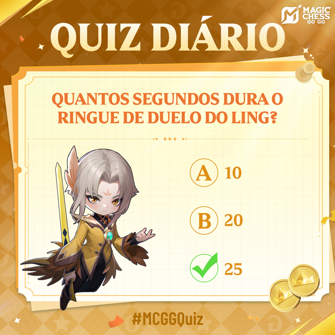 mcggbr's tweet image. Resposta: C. Ling constrói um Ringue de Duelo no Tabuleiro que dura 25 segundos.
#MagicChessGoGo
#MCGGS3
#GoChessGo