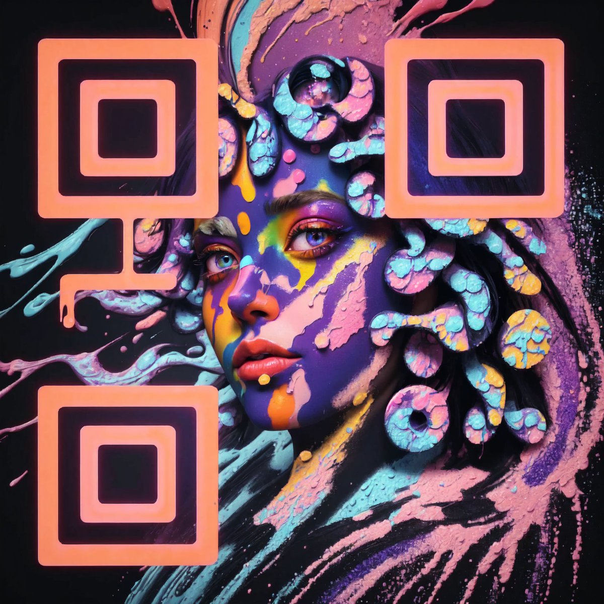 artvizual's tweet image. Scannable Face Art🤳#face #art #paint #qrcode