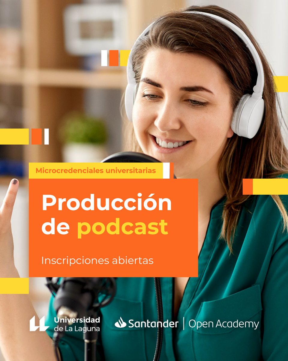 ULL's tweet photo. 📚La #ULL amplía su oferta de #microcredenciales universitarias con cuatro nuevas formaciones que comenzarán próximamente:

🎧 Producción de podcast 
📊 Aprendizaje desde datos 
🧾 Edición de documentos con LaTeX 
🤖 IA para el desarrollo de actividades académicas 

Toda la info e inscripciones 👉 https://t.co/VemfSVKYfD

Además, puedes acceder gratuitamente a través del Programa de Becas Santander Open Academy 📲
https://t.co/BNOwJaXj4G