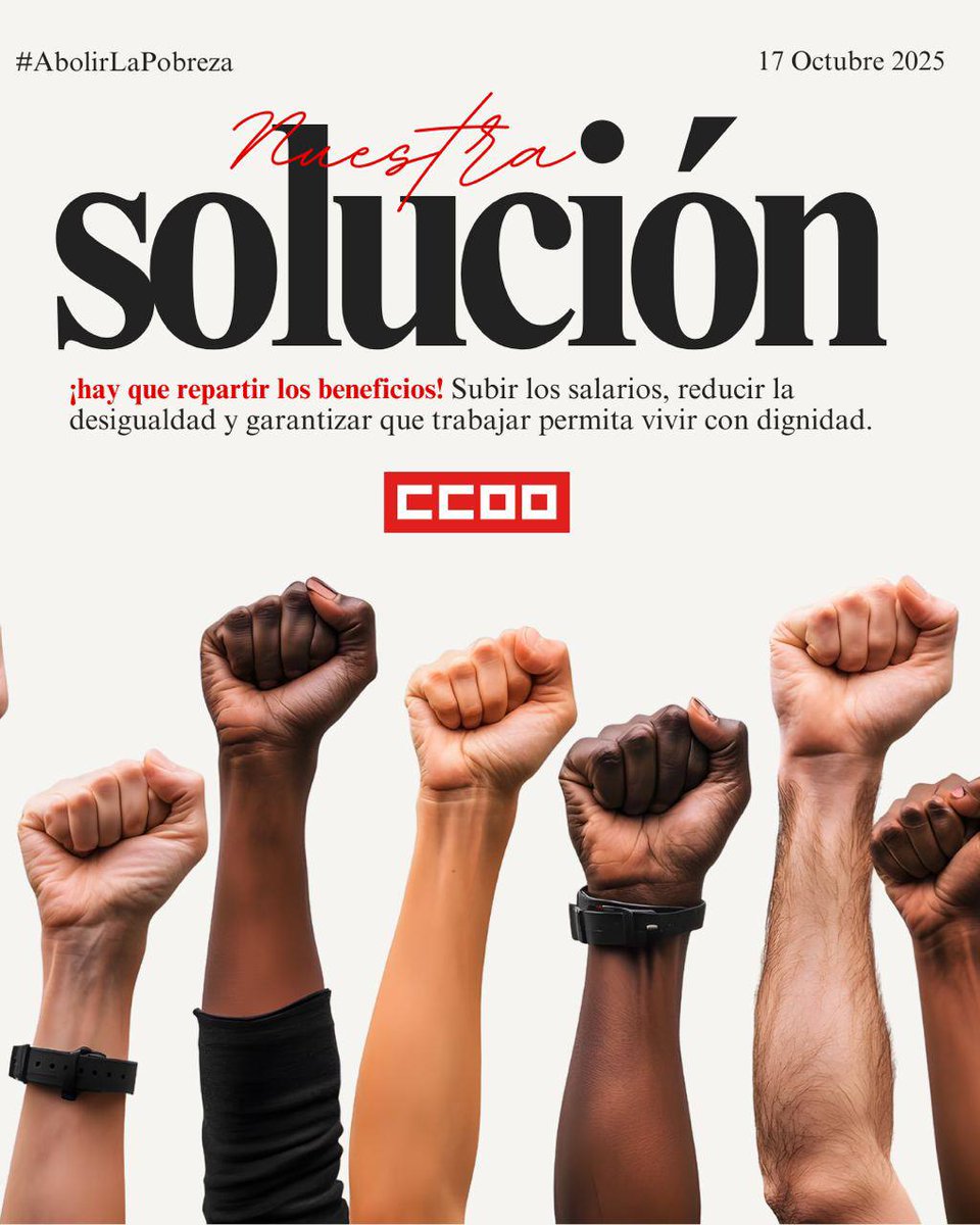 🗓️ 17 de ocrubre: Día Internacional para la Erradicación de la Pobreza.

‼️💥Trabajar ocho horas y seguir siendo pobre no es mala suerte, es injusticia.

¡Merecemos vivir con dignidad y no sobrevivir!