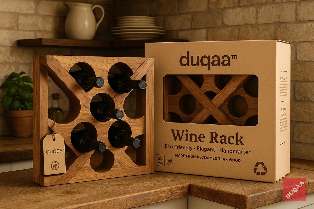 Sustainable elegance 🍷✨ Eco Wine Rack Shelf — perfect for modern homes &amp; bars!
📞 +91 9022584558 | 🌐 duqaa.com
#Duqaa #WineRack #EcoDecor #HomeDecor #BarFurniture #Handicrafts