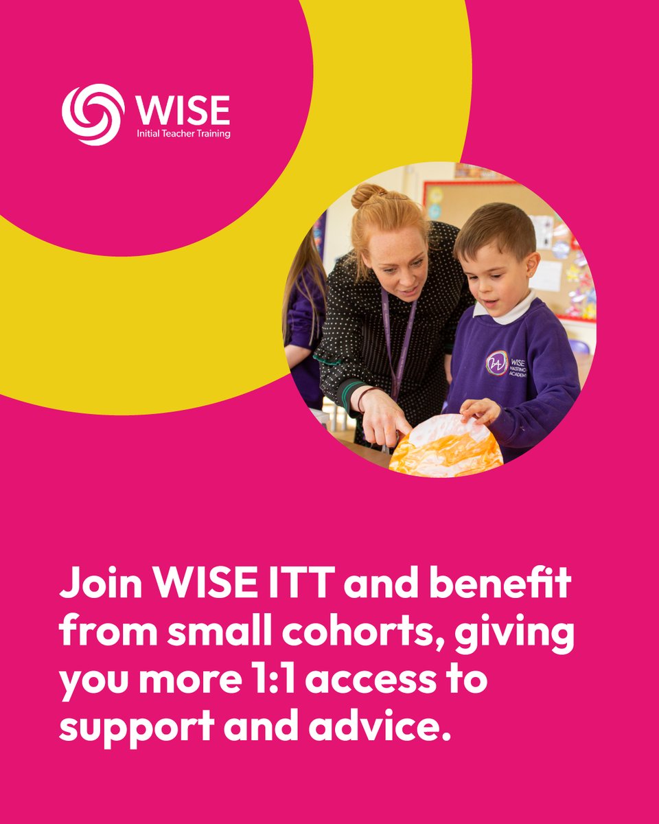 Choosing WISE ITT means joining a teacher training experience designed for you!

Our small cohort sizes ensure personalised support, stronger connections with peers and focused development tailored to your growth🌟

Explore more and start your journey: wiseacademies.co.uk/wise-itt