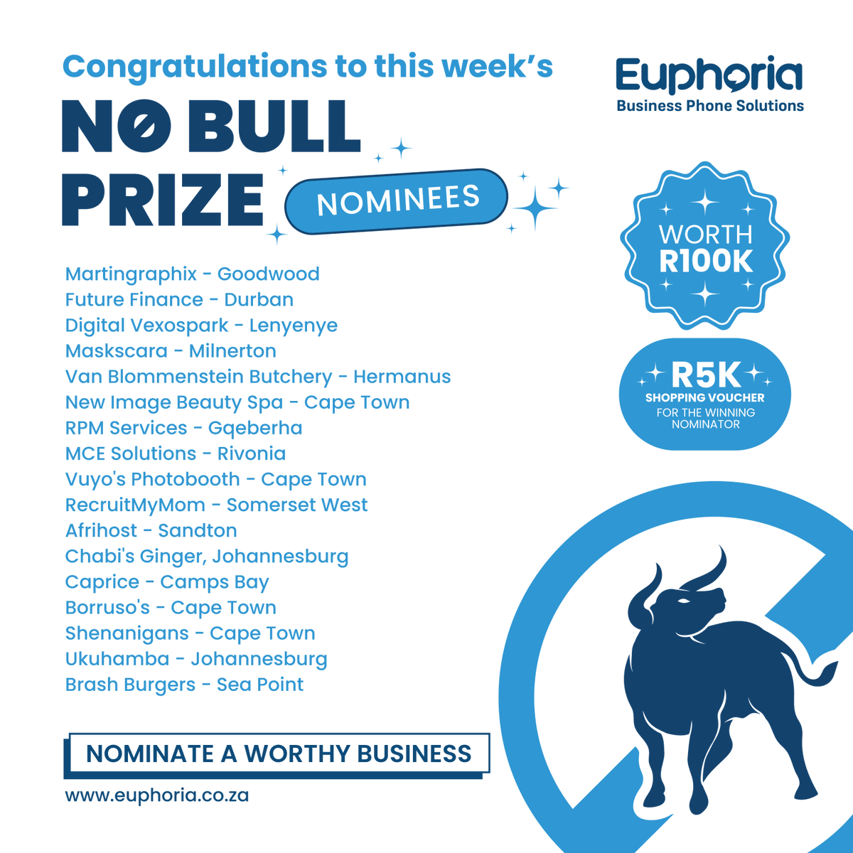 Congratulations to Our First Batch of No Bull Prize Nominees - and a genuine thank-you to everyone who took the time to nominate them. Each of these businesses stands out for doing what so many don’t — putting service first, no excuses, no shortcuts, no bull.

It’s been fantastic