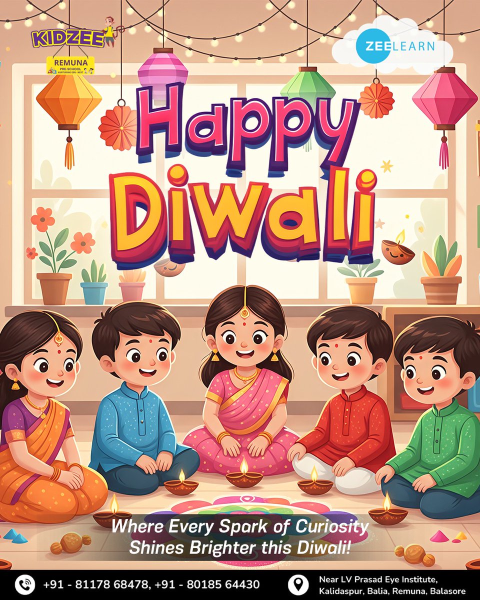 KidzeeRemuna's tweet image. 🪔✨ Happy Diwali from Kidzee Remuna! ✨🪔
Let’s celebrate the festival of lights with love, learning, and laughter at Kidzee Remuna 💛
📍 Near LV Prasad Eye Institute, Kalidaspur, Balia, Remuna, Balasore
📞 +91 81178 68478 | +91 80185 64430
#HappyDiwali #KidzeeRemuna #ZeeLearn