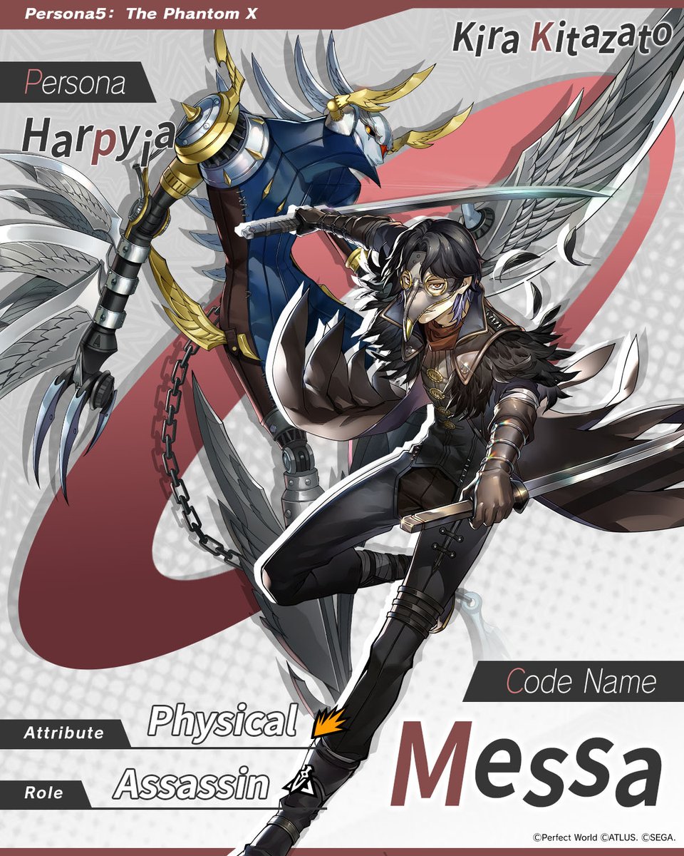 ✧─ Phantom Idol Intro ─✧
Meet Kira Kitazato and his Persona ahead of their debut in-game!
 
"Call me Messa. Mind helping me out with an experiment?"
 
🥼 Kira Kitazato (VA: #NobuhikoOkamoto)
🥼 Code name: Messa
🥼 Persona: Harpyia
 
#P5XEN #KiraKitazato