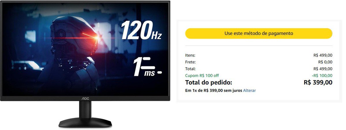 Monitor AOC Gaming 22” 120Hz, 22B35HM23, 1ms Gaming, HDMI

R$399 em até 5x sem juros resgatando o cupom ELETRO100 no anúncio

amzn.to/4nVgRTt