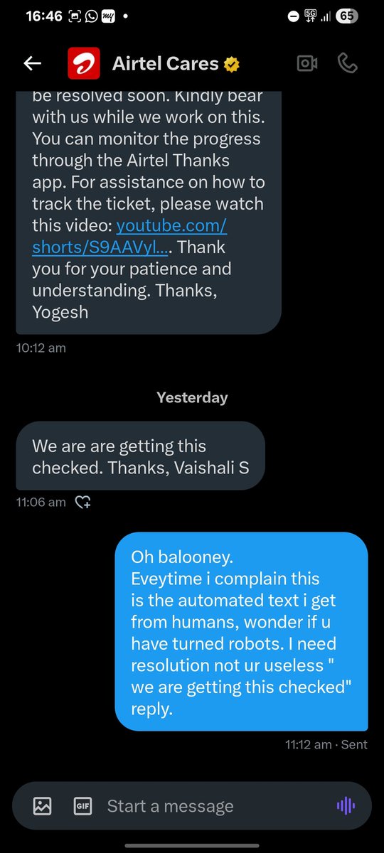 poornima_arjun's tweet photo. @Airtel_Presence @airtelindia @nch1915 @RighttoConsumer @narendramodi @CMOMaharashtra when do u intend to solve the issue of mobile data not working during a power outage. What have u looked into so far? I think u should stop ur services n stay at home Ms. Vaishali n everyone too https://t.co/1MpbtGmkTb