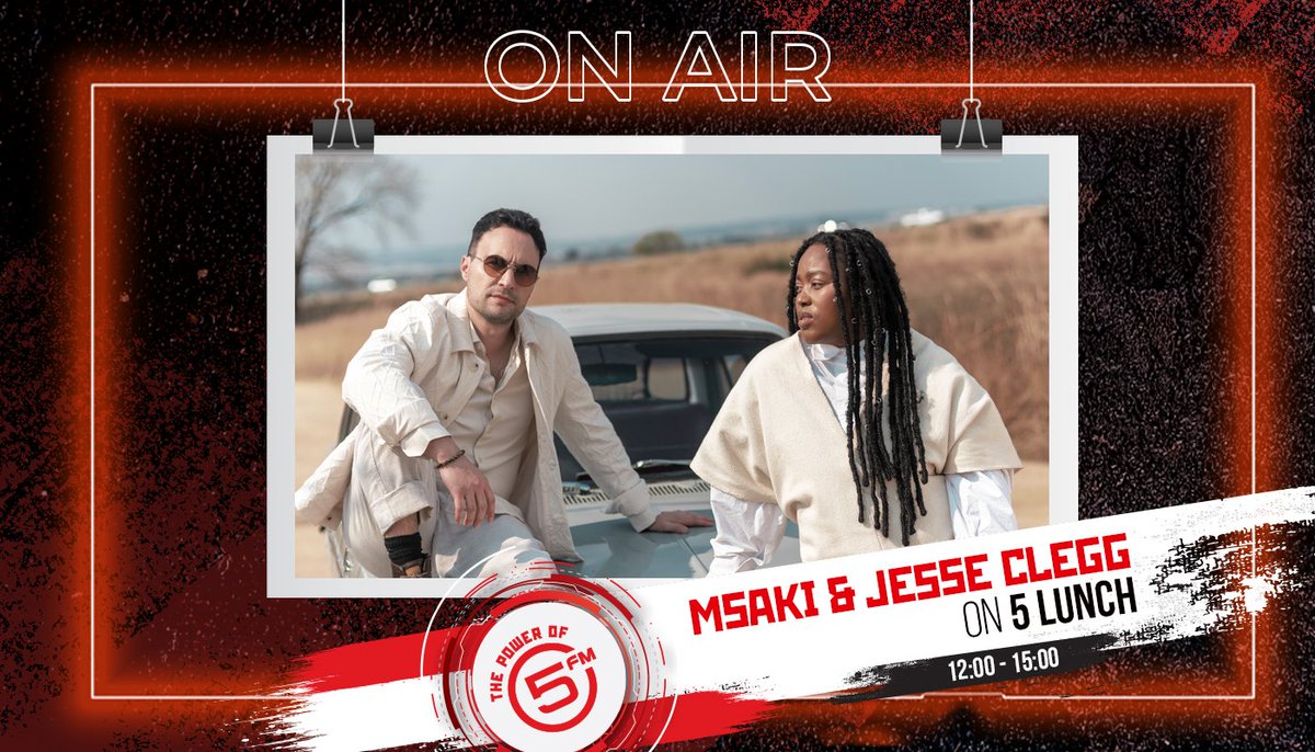 5FM's tweet photo. Msaki &amp; Jesse Clegg join forces for their upcoming EP "Entropy". Tune in to #5Lunch at 2pm to hear all about their new single titled #Waysidelover. 🫶 https://t.co/GTwG8q9u3I