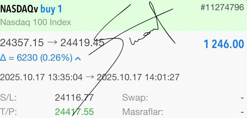 ━━━━━━━━━━━★━━━━━━━━━━
                         🎉 TP GERÇEKLEŞTİ! 🎉
━━━━━━━━━━━☆━━━━━━━━━━
📈 NASDAQ100 –  KAZANÇ SAĞLANDI!

✔️ TP: 24.417,55  🔥

🏆 ADIMINI ATTIN!

✨ Bu zafer enerjini yükseltsin,  her adım bir sonraki başarının