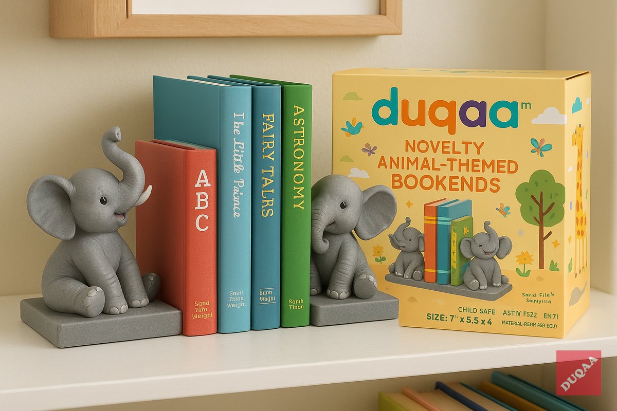 Whimsical charm 🐘📚 Animal Weighted Kids Bookends — perfect for little libraries!
📞 +91 9022584558 | 🌐 duqaa.com
#Duqaa #KidsDecor #Bookends #AnimalDecor #HomeDecor #Handicrafts #DuqaaDecor