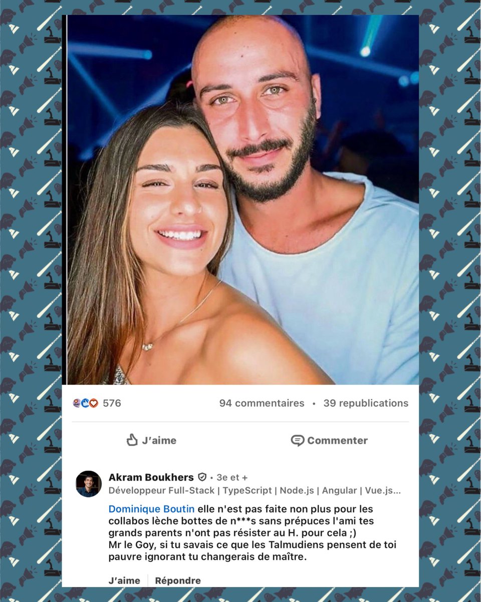 🚨🖥️ SIGNALEMENT : Akram Boukhers (<a href="/CAGenocidaire/">Akram Boukhers</a>), 36 ans, développeur franco-algérien 🇫🇷🇩🇿, résidant à Charenton-le-Pont (94) et employé chez <a href="/Officeo/">Officéo</a>, se livre depuis plusieurs mois à une haine antisémite virulente sur les réseaux sociaux.

Sur LinkedIn, il mène un véritable