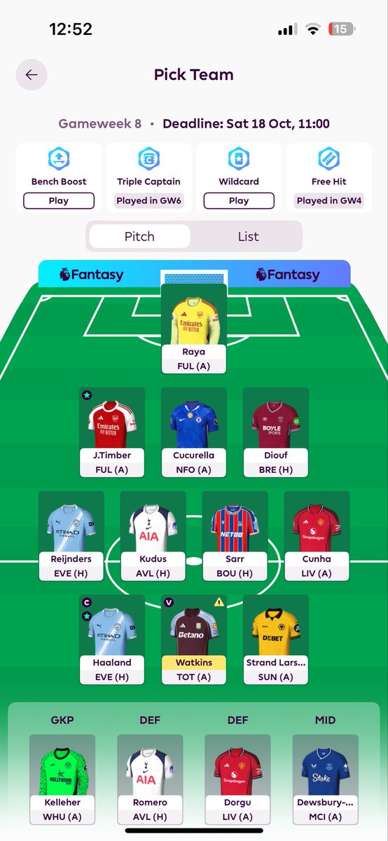 Conncon93's tweet photo. @FPL_Pickle What would you do if you had him Watkins and Cunha 👀👀 https://t.co/FVJLFt1SgJ