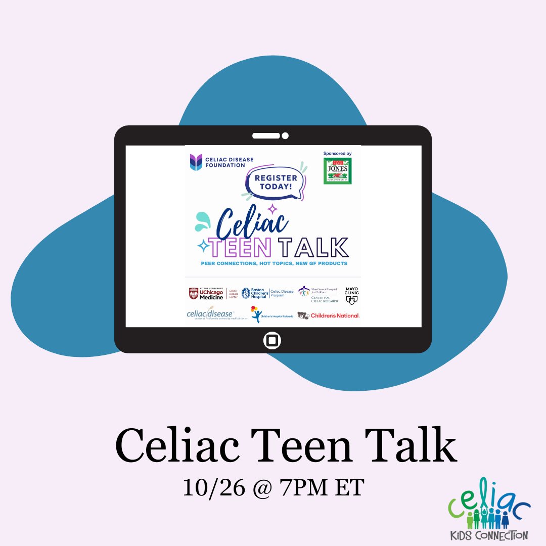 Celiac Teen Talk – October 26th at 7 pm ET
Are you a teen between the ages of 13-17 with celiac disease living the gluten-free life? 
us02web.zoom.us/meeting/regist…