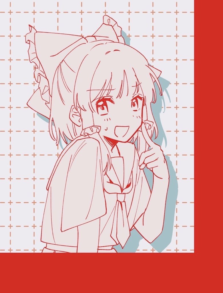 レイマリ本背表紙の霊夢もかわいくかけたよ〜🎶