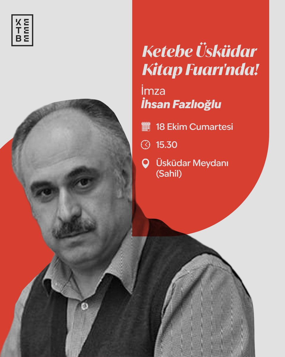 İhsan Fazlıoğlu (@ihsanfazlioglu) on Twitter photo YARIN..!
Üsküdar Kitap Fuarı’nda YARIN..!
Üsküdar Kitap Fuarı’nda
