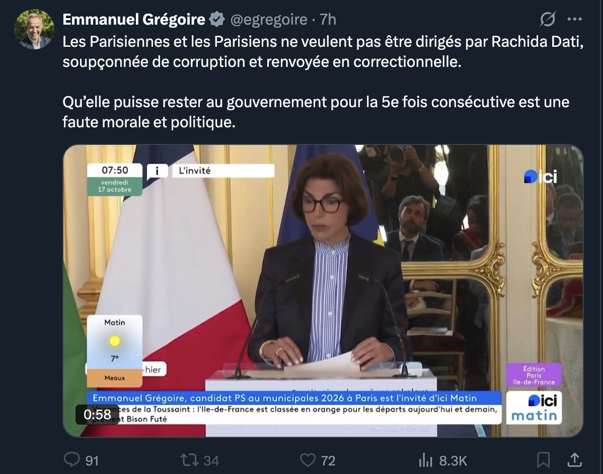 cher <a href="/egregoire/">Emmanuel Grégoire</a> tous les sondages disent exactement le contraire ! un pue comme pour <a href="/JM_Aulas/">Jean-Michel AULAS</a>  à Lyon ! une fois de plus vous mentez !