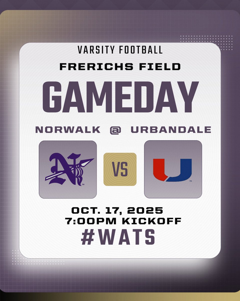 Like Hawk and Animal 
🆚 Urbandale
📍 Frerichs Field
🕗 7:00pm
🎟️tickets.gobound.com/tickets/events…
📺 fan.hudl.com/usa/ia/urbanda…
#WATS