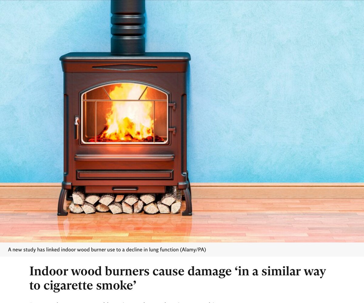 Dr Jill Belch (@jillbelch) on Twitter photo Burning wood indoors causes the same damage as cigarette smoke. Latest in a long list of reported health issues
 @ScotGov & @GovUK have allowed them as part of their recent ‘new build’ regulations, despite warnings from experts in the field…. Why?
Stove makers & forestry lobbied Burning wood indoors causes the same damage as cigarette smoke. Latest in a long list of reported health issues
 @ScotGov & @GovUK have allowed them as part of their recent ‘new build’ regulations, despite warnings from experts in the field…. Why?
Stove makers & forestry lobbied