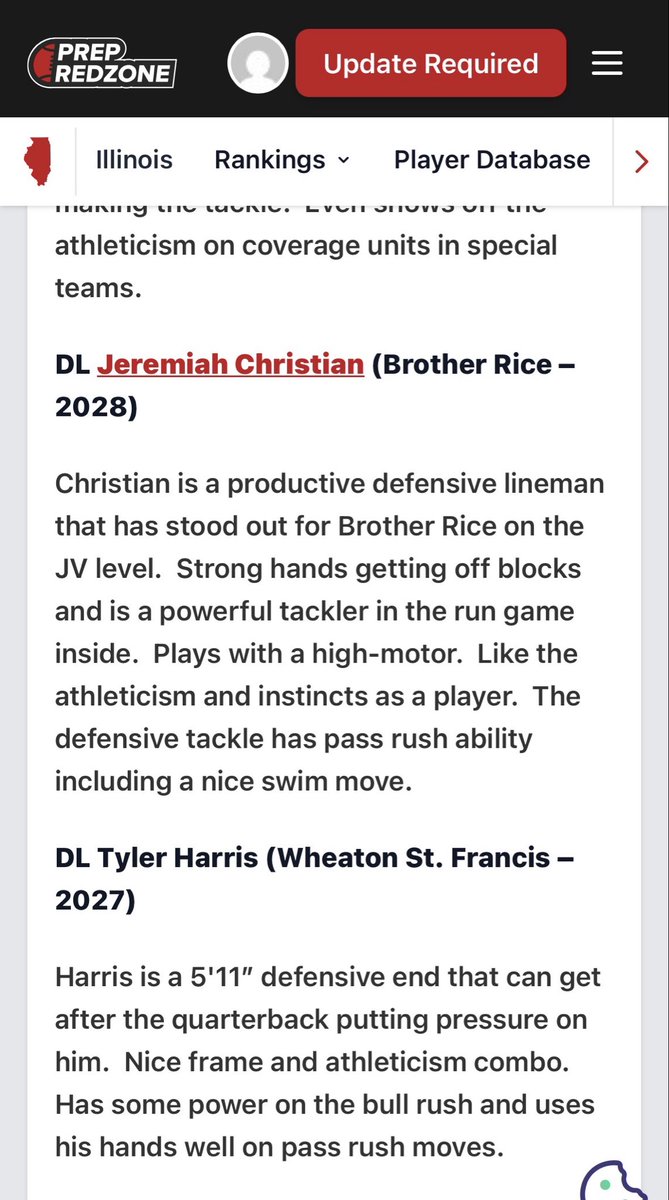 Thank you <a href="/PrepRedzoneIL/">Prep Redzone Illinois</a> 
For giving me an article on my athleticism .
BLESSED <a href="/BrotherRiceFB/">Brother Rice Football</a> <a href="/CoachQuedenfeld/">Coach Quedenfeld</a> <a href="/CoachCano/">ONEighty Athletics</a> <a href="/NicoUriarte19/">Nico Uriarte</a> <a href="/sixstarfootball/">Six Star Football | PLUS+</a> <a href="/DeepDishFB/">DEEP DISH FOOTBALL</a> <a href="/OJW_Scouting/">PrepRedzone Oliver</a> <a href="/EDGYTIM/">Timothy “EDGYTIM” OHalloran</a>