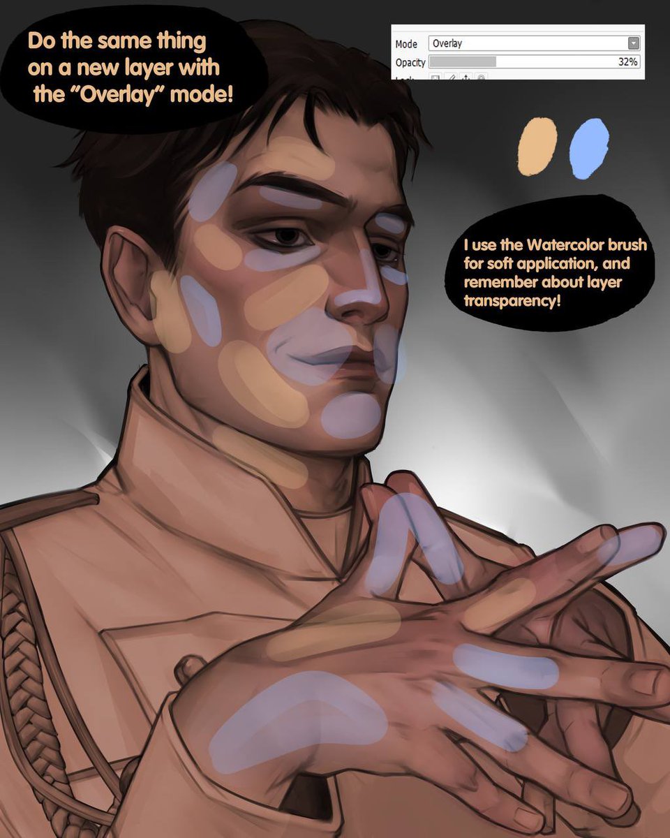 polinagipp's tweet image. #tutorial #tutorialpaint #wipart
First part of the tutorial!
At this stage it's important to create a variety of color, sculpt the face and remove as much gray as possible :>
Continued below 🔻