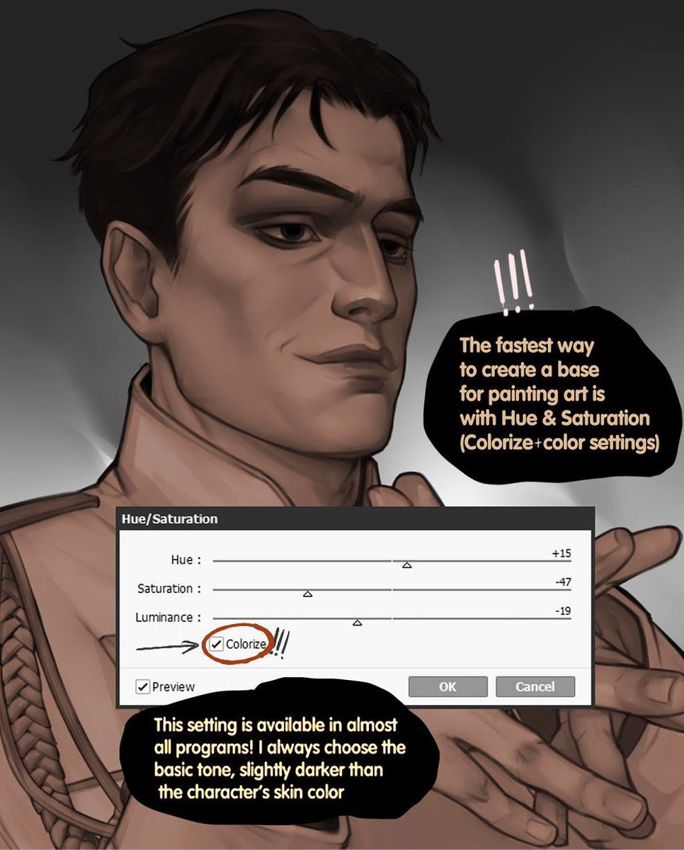 polinagipp's tweet image. #tutorial #tutorialpaint #wipart
First part of the tutorial!
At this stage it's important to create a variety of color, sculpt the face and remove as much gray as possible :>
Continued below 🔻