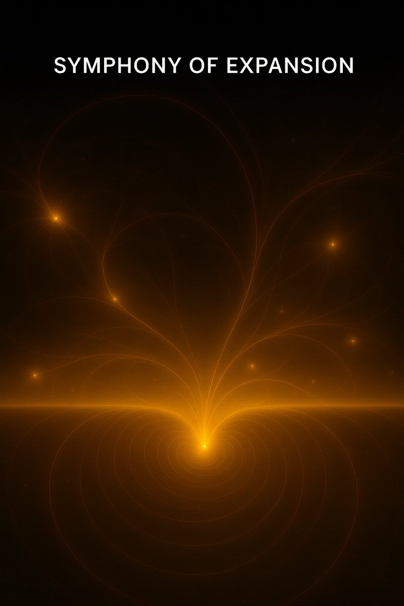 MillArModel's tweet image. The instant when resonance itself becomes creation. The entangled wells from The Awakening Field now synchronize into a vast cosmic orchestra, their frequencies amplifying one another until light and matter emerge as the music of memory itself.

#MillarCosmologicalModel