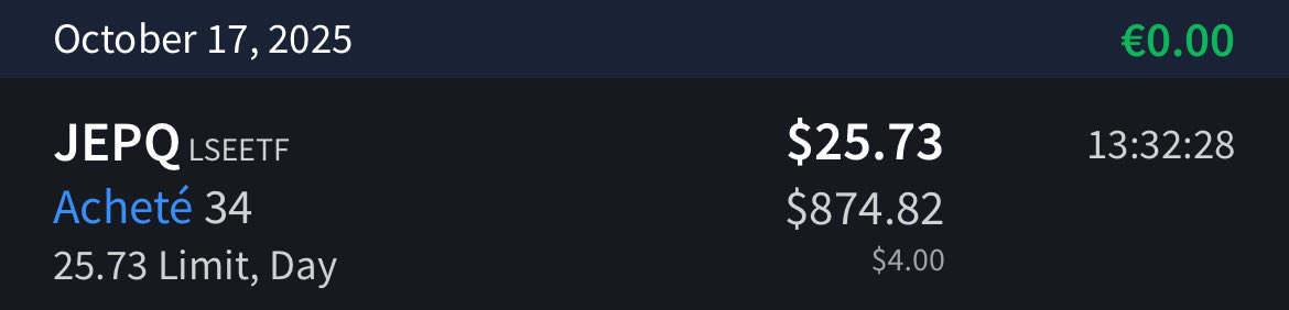 omnipotenscap's tweet image. 🏗️🧱 Achat de 34 x $JEPQ
👉 Une rentrée d’argent me permet un renforcement sur cette position.
💪 Pas de market timing : je bâtis mes fondations pour le long terme.
🎯 Objectif : constituer une position solide sur ce ticker pour amorcer un cercle vertueux dividendes 🔄…