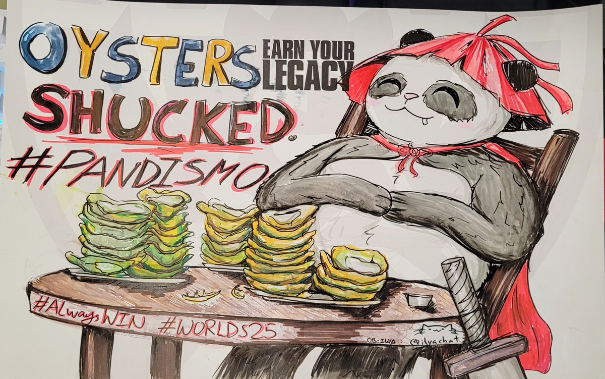 &gt;find first group of AL fans at #Worlds2025 being filmed saying "AL fighting"
&gt;hey I have a spare sign do you want it
&gt;leave

(this one took about an hour) (idk what an oyster looks like)