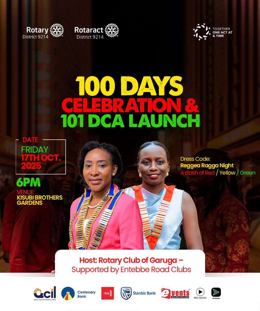 *Step Into the Most Glamorous Night!
DG Christine K. Kawooya and DRR Alebar M. Kanyonza invite you to a Reggae Ragga Night a celebration of rhythm, purpose, and glam. 

We’re marking 100 days of impact and unveiling the 101 DCA.