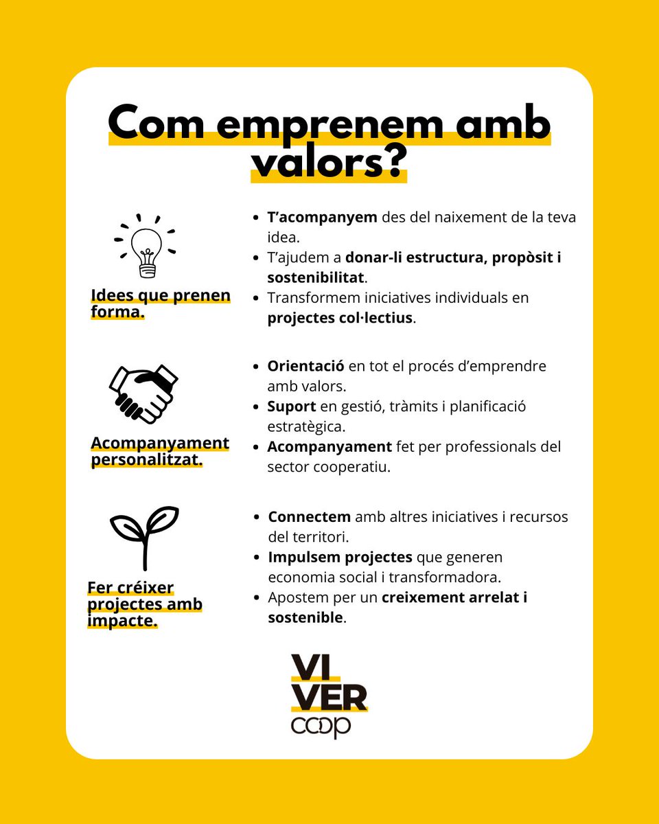 vivercoop's tweet photo. 💡 De la idea al projecte col·lectiu.

🌿 T’acompanyem a emprendre des dels valors de la cooperació. https://t.co/0XOx3i5O7P