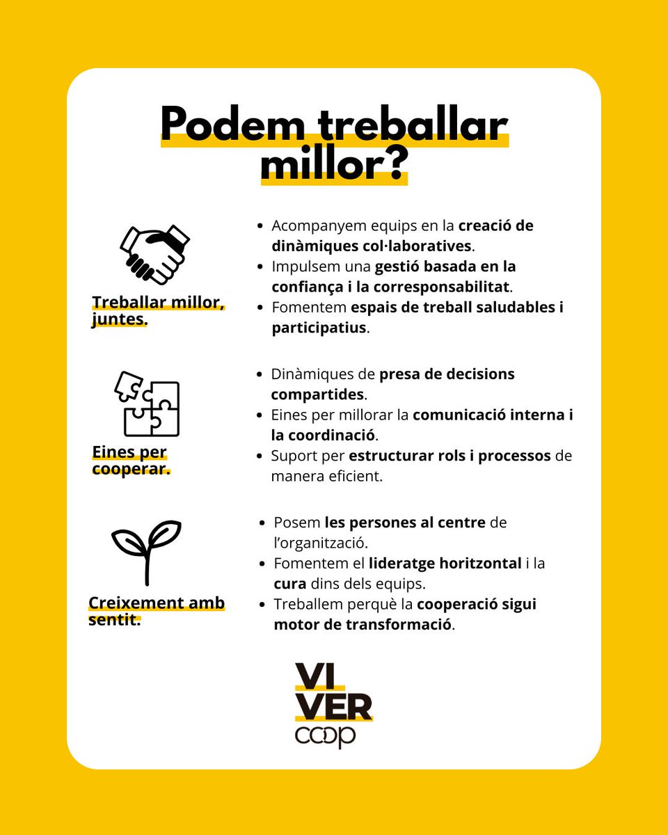 vivercoop's tweet photo. 🤝 Cooperar és una altra manera de treballar.

🤗 Acompanyem equips que volen créixer des de la cura i la confiança. https://t.co/vJENa2QWDj