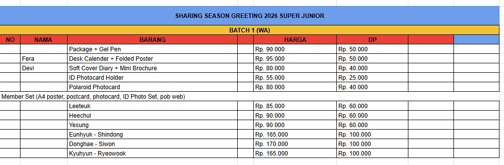 DEelfshop1's tweet photo. OPEN SHARING SEASON GREETING 2026 - SUPER JUNIOR 

💰 On Picture

✅ Ems tax
✅ packing
✅ Go Tangerang Selatan https://t.co/okwUZogCKN