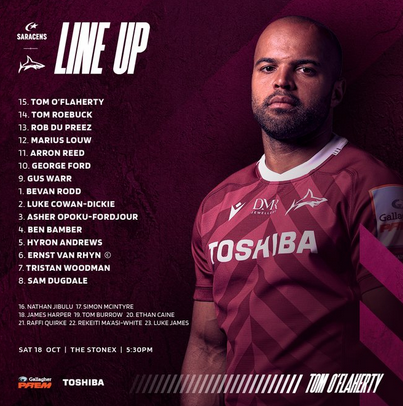 talkMacca's tweet photo. Let's be honest the way Mark McCall spoke about last week changes aren't surprising, Sarries make 6.

Sale have lost Joe Carpenter to an ankle injury in their only change.

Looking forward to @Saracens v @SaleSharksRugby on @talkSPORT2 with @topsy_ojo alongside me again. From 5pm https://t.co/ih4EqytWom