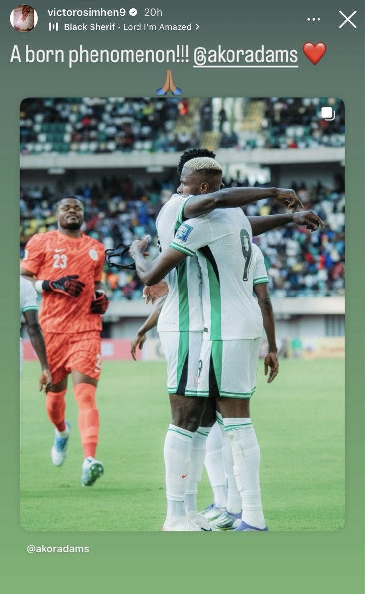 Brilafm889's tweet image. Victor Osimhen praises his Super Eagles teammates for fighting hard alongside him to secure a spot in the 2026 World Cup playoffs despite the tough spot they were in. 💪🏾🇳🇬⚽️