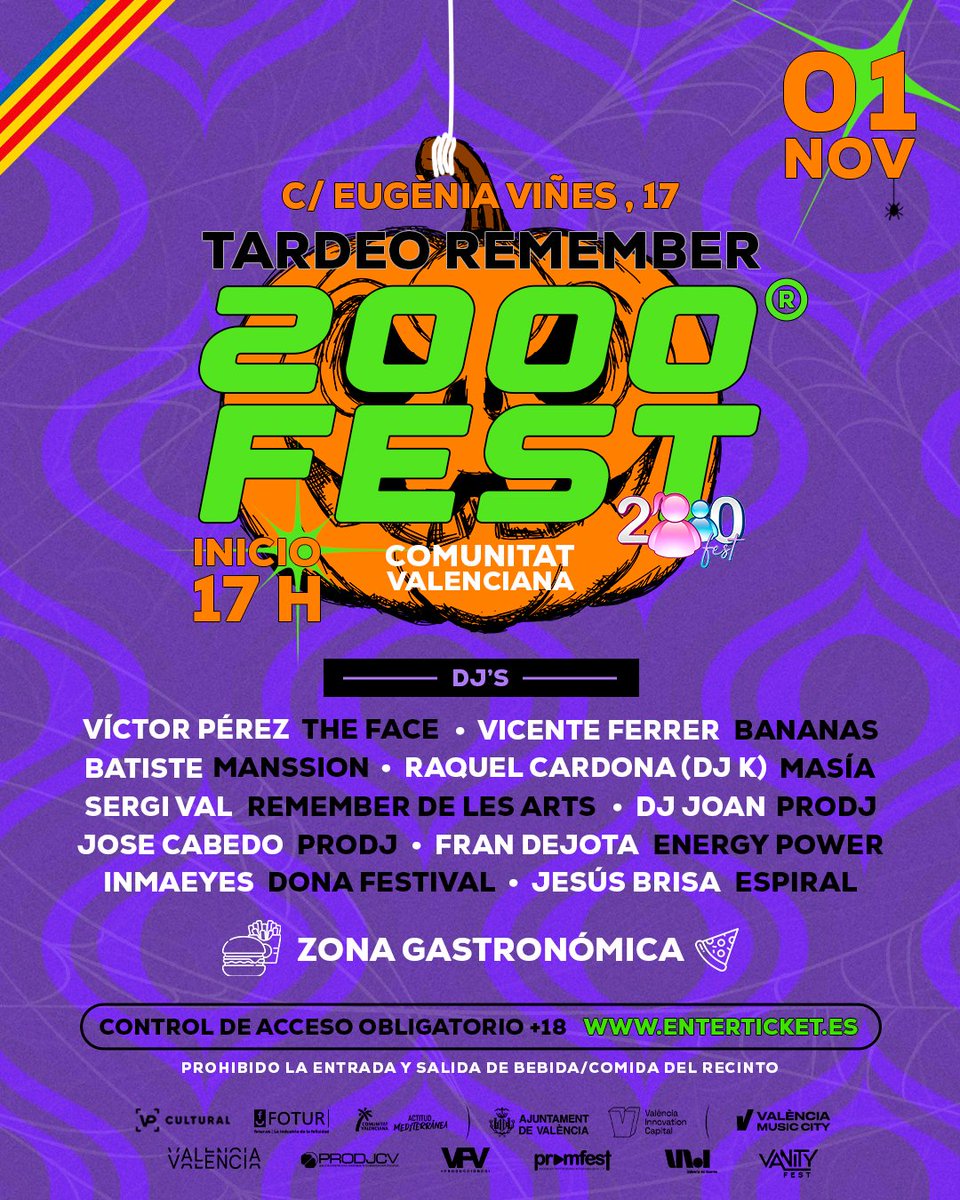 🎶 2000FEST Tardeo Remember®️

Revive los himnos de los 90s y los 2000s con los DJs que marcaron una era 💿

🗓️ 1 NOV · Desde las 17:00h
 📍 C/ Eugènia Viñes 17 · Valencia
🎟️ Oferta limitada con consumición enterticket.es/eventos/2000-f…

#2000Fest #TardeoRemember #VPcultural