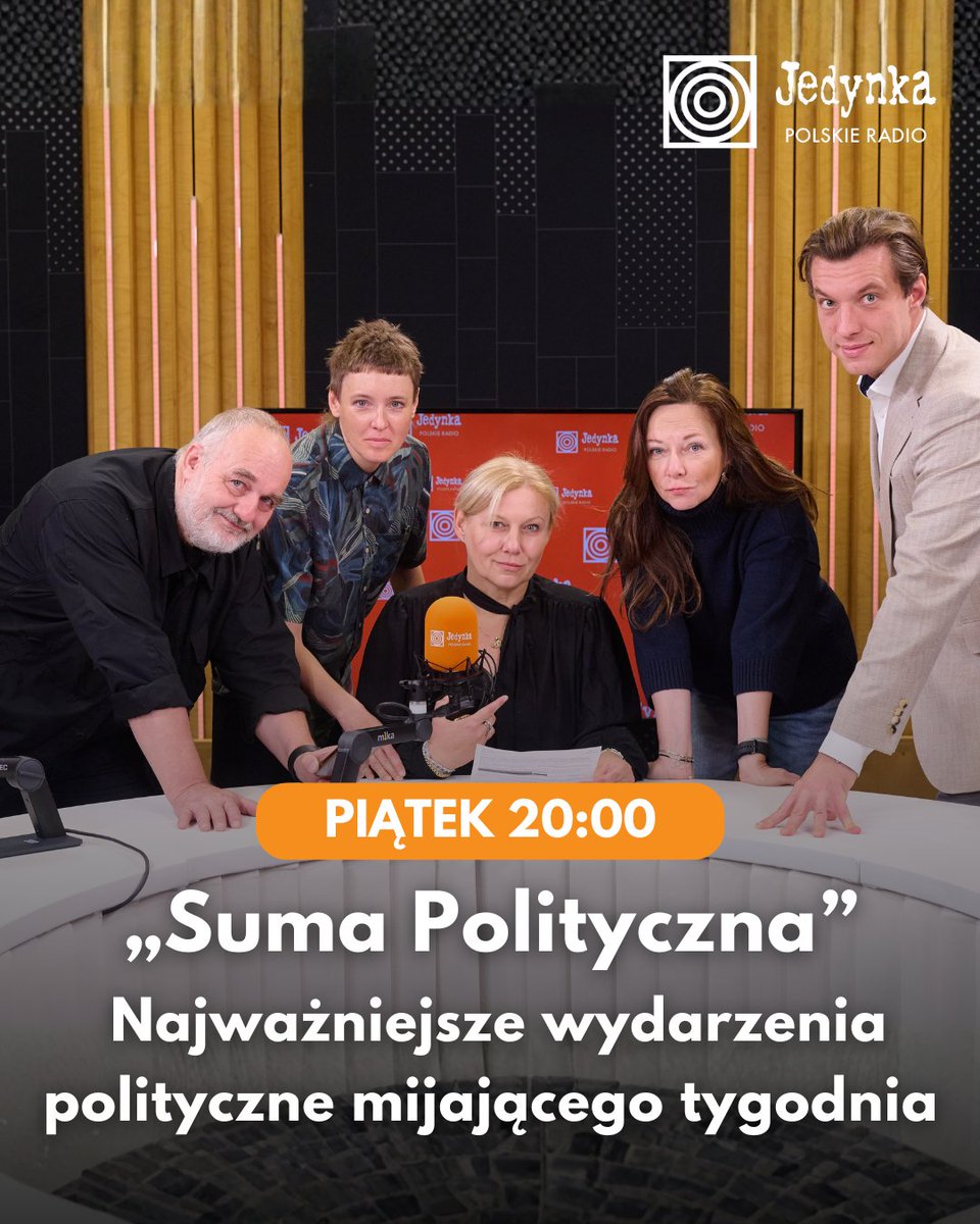 📻 Tuż po 20:00 #SumaPolityczna. Podsumowanie najważniejszych wydarzeń politycznych mijającego tygodnia. 

<a href="/AgataKowalskaTT/">Agata Kowalska 🏳️‍🌈</a> <a href="/a_kondzinska/">Agata Kondzińska</a> <a href="/SurowKarol/">Karol Surowka</a> <a href="/JacekCzarnecki1/">Jacek Czarnecki</a> <a href="/grzegorzosiecki/">grzegorz osiecki</a>

📻 Po emisji, audycja będzie dostępna także w formie podcastu na polskieradio.pl