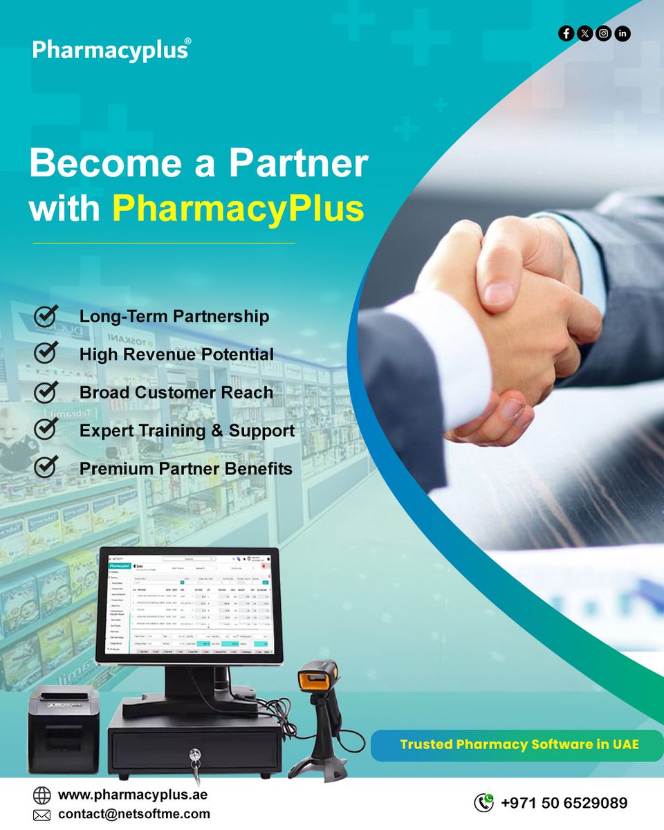 Pharmacyplus2's tweet photo. Become a Partner with PharmacyPlus

👉 Long-Term Partnership
👉 High Revenue Potential
👉 Broad Customer Reach
👉 Expert Training &amp; Support
👉 Premium Partner Benefits

Get a Demo:+971 50 6529089

#Pharmacy #pharmacyerpsolution #pharmacyerpsoftware #pharmacyuae https://t.co/Cj5XM8sFqt