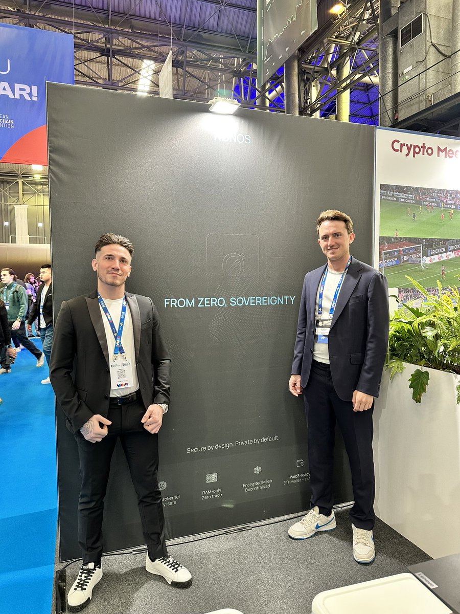 nonossystems's tweet image. Day 2 at EBC 🇪🇸
Our founders continue connecting, sharing and preserving what truly matters: freedom, privacy and human rights in the digital era.
At NØNOS, we’re not just building technology, we’re building a philosophy.
One where privacy isn’t optional, but mathematically…