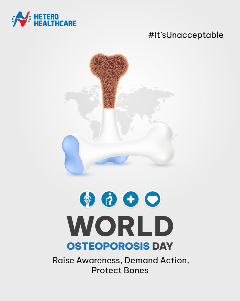 _HHCL_'s tweet photo. Over 500M people face osteoporosis, many undiagnosed. This #WorldOsteoporosisDay, let’s unite for prevention, early care & stronger bones. 💪
#WorldOsteoporosisDay #OsteoporosisAwareness #ItsUnacceptable #EarlyDetection #StrongBones #BoneHealthMatters #HeteroHealthcare https://t.co/2M1skXwBYg