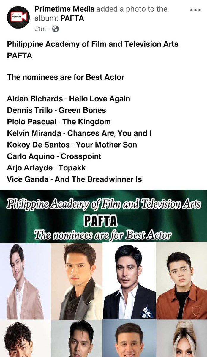 zizing1998's tweet photo. Another Best Actor nomination for @aldenrichards02. 😍

Congratulations #ALDENRichards! 👏 https://t.co/s9W4gbQohW